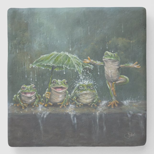 ""Mandatory Fun" hand painted Stone Coaster (Front)