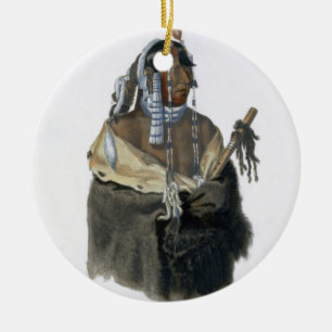 Mandeh-Pahchu, a Young Mandan Indian, plate 24 fro Ceramic Ornament
