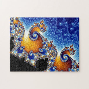 Mandelbrot Blue Double Spiral Fractal Jigsaw Puzzle