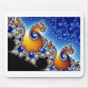 Mandelbrot Blue Double Spiral Fractal Mouse Pad