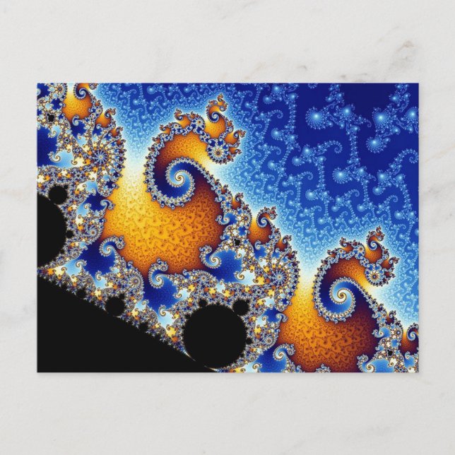 Mandelbrot Blue Double Spiral Fractal Postcard (Front)