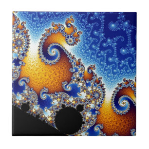 Mandelbrot Blue Double Spiral Fractal Tile