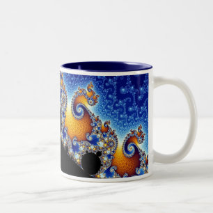 Mandelbrot Blue Double Spiral Fractal Two-Tone Coffee Mug
