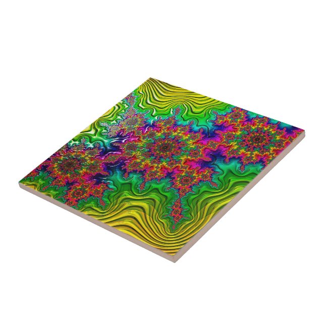 Mandelbrot Color Explosion  Ceramic Tile (Side)