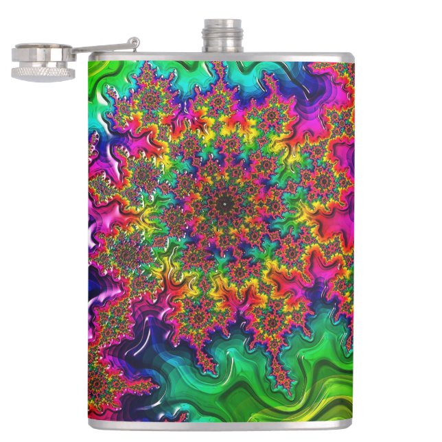 Mandelbrot Color Explosion Hip Flask (Opened)