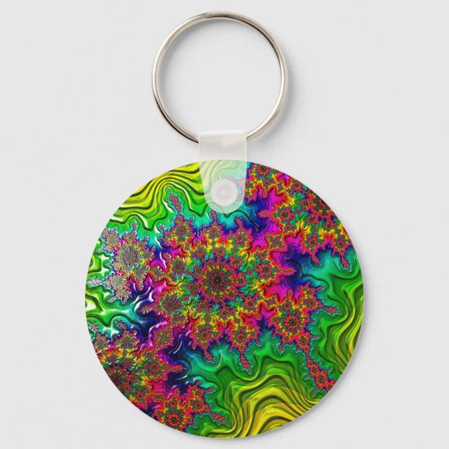 Mandelbrot Color Explosion Key Ring (Front)