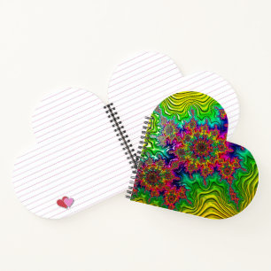 Mandelbrot Colour Explosion Heart Spiral Notebook