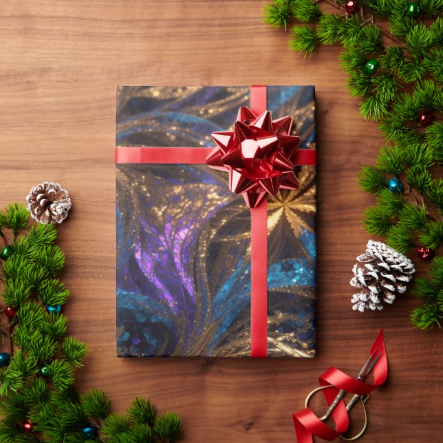 Mandelbrot Flowers Retro Colourful Personalized Pa Wrapping Paper (Holiday Gift)