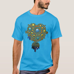 Mandelbrot Fractal Apollonian Sphere Blue Gold T-Shirt