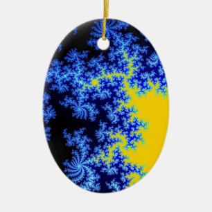 Mandelbrot Fractal Ice Crystal Pattern Ceramic Ornament