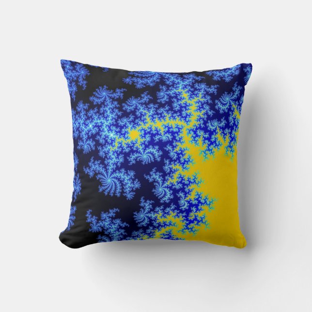 Mandelbrot Fractal Ice Crystal Pattern Throw Pillow (Front)