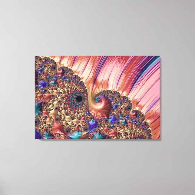 Mandelbrot Set Fractal Digital Art Pink & Gold Canvas Print (Front)