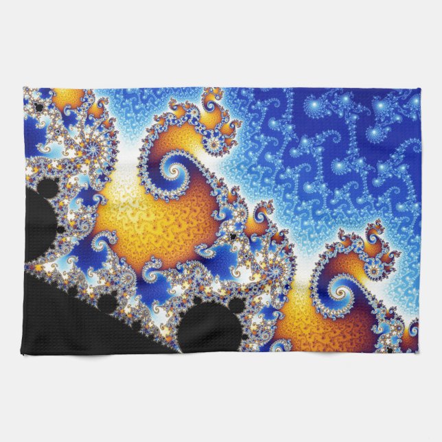 Mandelbrot Set Satellite Double Spiral Fractal Kitchen Towel (Horizontal)