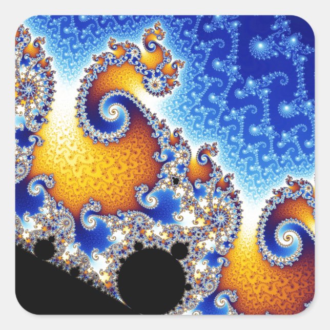 Mandelbrot Set Satellite Double Spiral Fractal Square Sticker (Front)