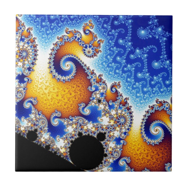 Mandelbrot Set Satellite Double Spiral Fractal Tile (Front)