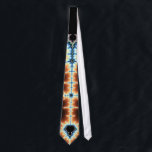 Mandelbrot Tie<br><div class="desc">Necktie showcasing the wondrous detail and beauty of the Mandelbrot set. The design is symmetrically framed,  and prominently displays the distinctive Mandelbrot "bulb" shape in a sharp gold and blue palette.</div>