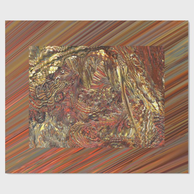 MANDELBULB 3D COPPER GOLD SILVER WRAPPING PAPER (Flat)