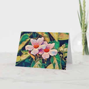 Mandevilla Fleurs roses Carte Artsy Note