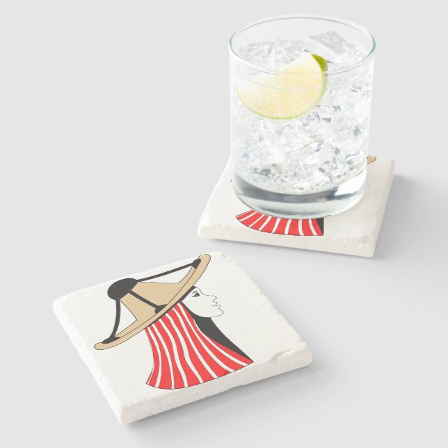 Mandil w Chachiya: Symbols of Jebala Identity Stone Coaster (Side)