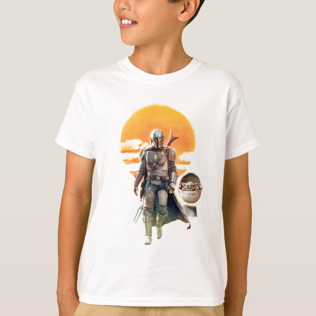 Mando and The Child | Sunset Walk T-Shirt (Front)