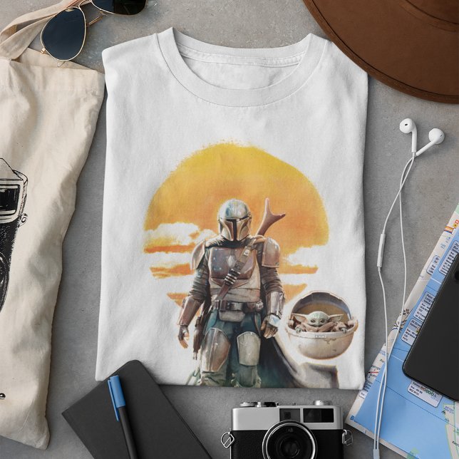 Mando and The Child | Sunset Walk T-Shirt (Creator Uploaded)