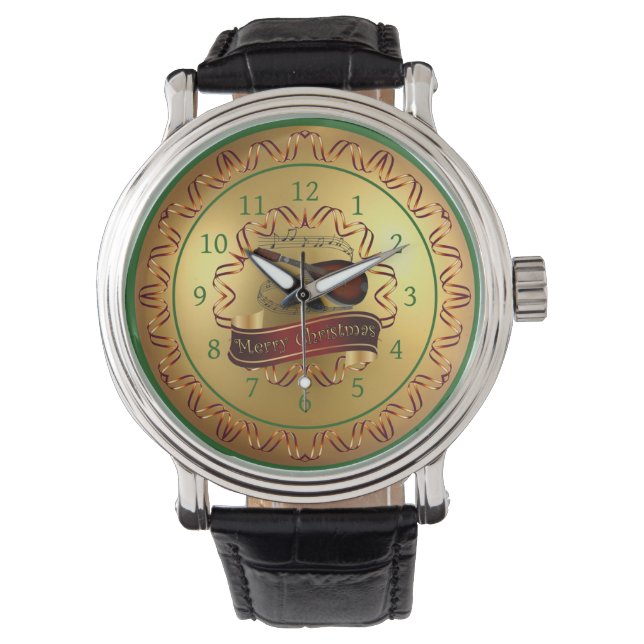 Mandolin 01 ~ Musical Scroll ~ “Merry Christmas” Watch (Front)