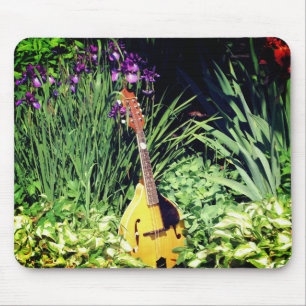 Mandolin And Iris Flower Garden Mouse Pad