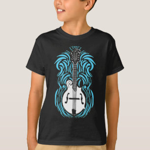 Mandolin Blue Fire Flame Vintage Bluegrass Music F T-Shirt