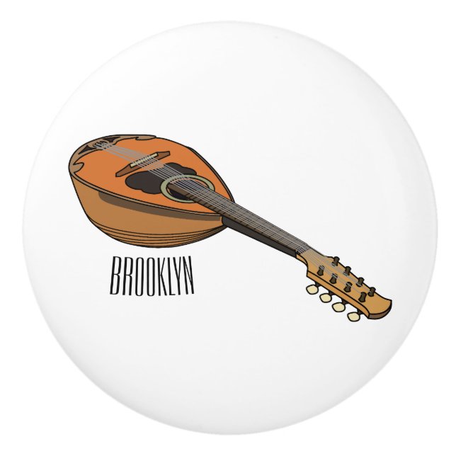 Mandolin cartoon illustration ceramic knob (Front)