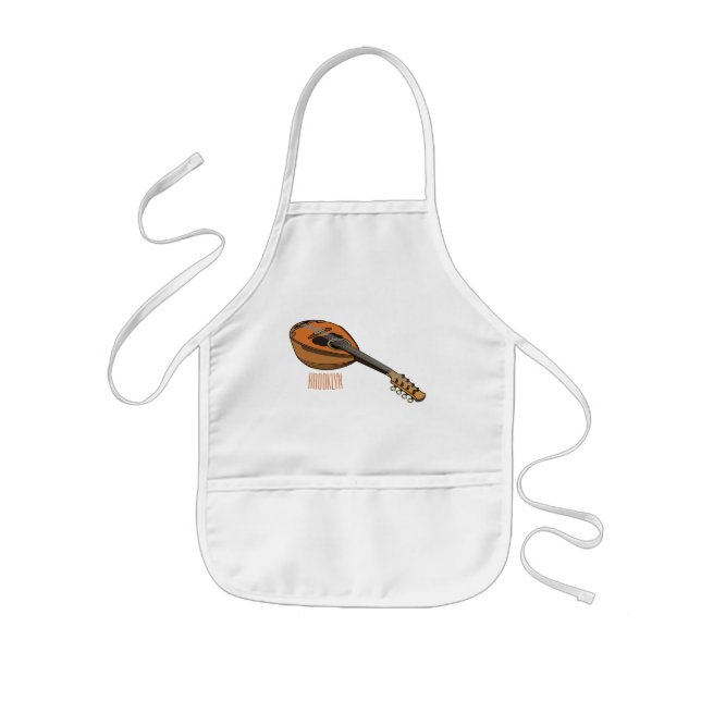 Mandolin cartoon illustration kids apron (Front)