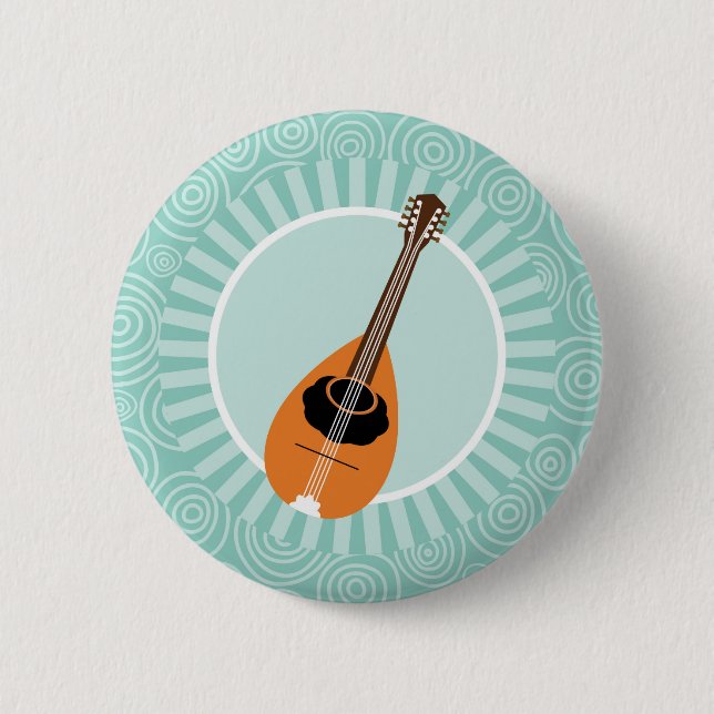 Mandolin Fun Turquoise Swirl Music 2 Inch Round Button (Front)