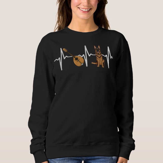 Mandolin German Shepherd Heartbeat Dog Sweatshirt (Front)