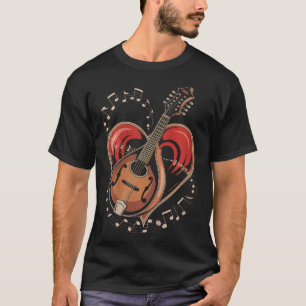 Mandolin Heart Mandolinist Bluegrass Guitar T-Shirt