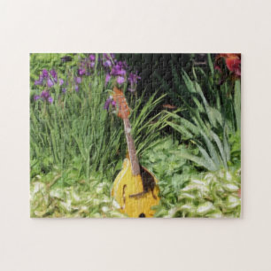 Mandolin Iris Flower Garden Photo Painting Jigsaw Puzzle