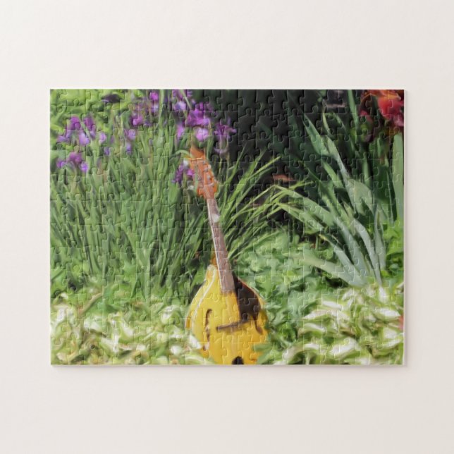 Mandolin Iris Flower Garden Photo Painting  Jigsaw Puzzle (Horizontal)