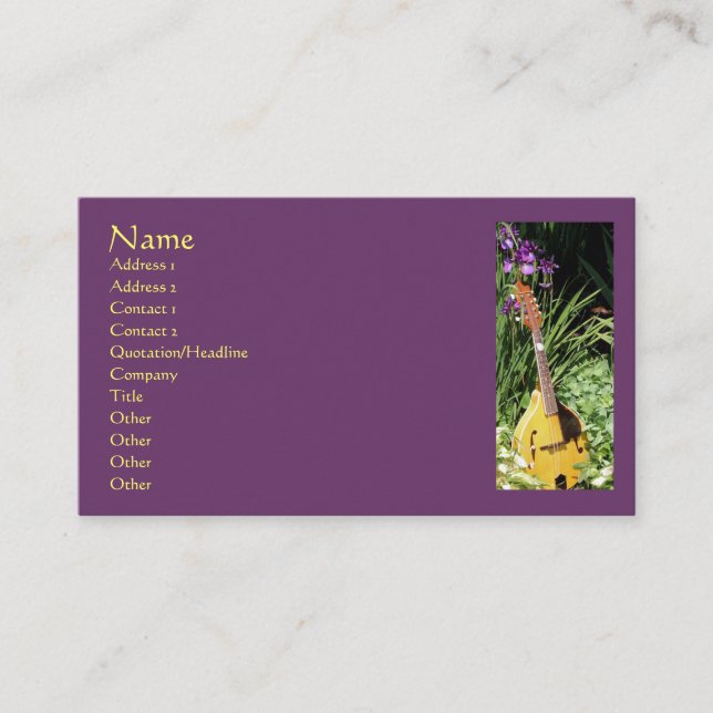 Mandolin Irises Flower Photography Business Card (Front)