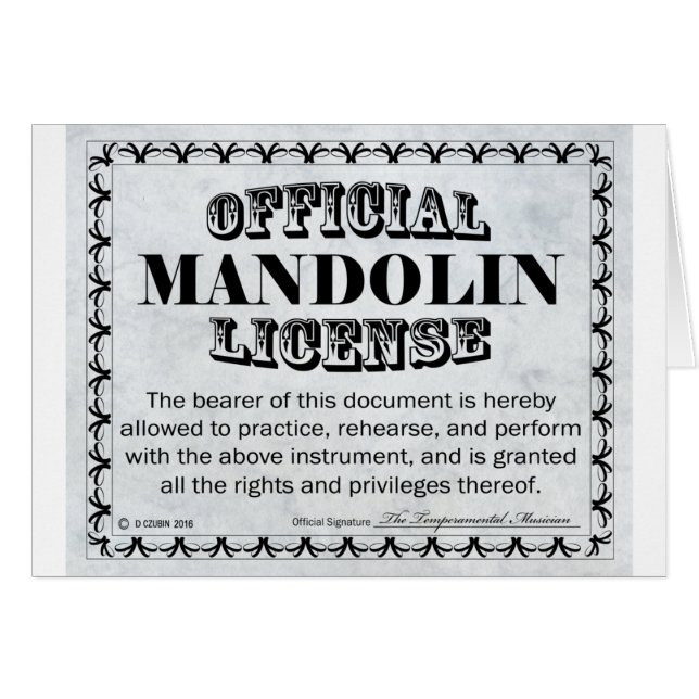 Mandolin License (Front Horizontal)