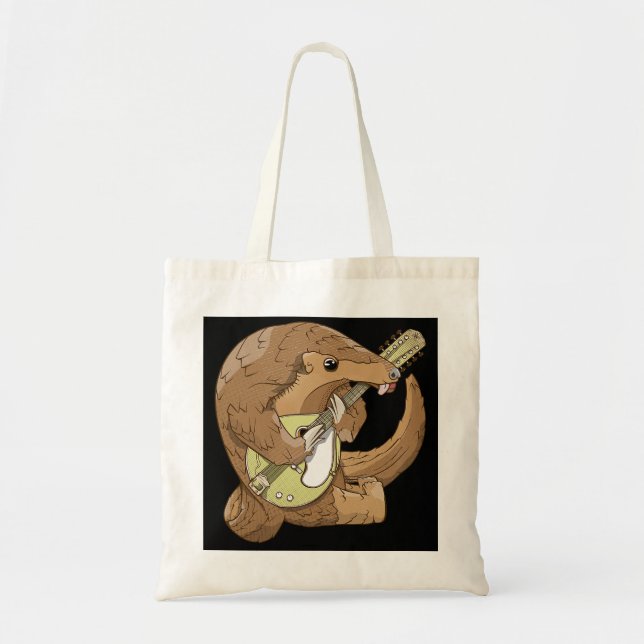 Mandolin Lover Pangolin playing Mandolin Tote Bag (Front)