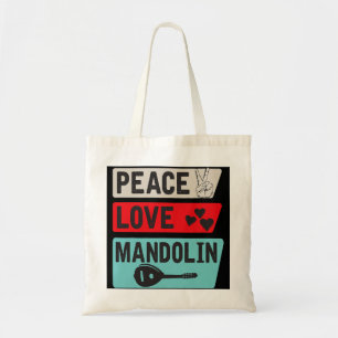 Mandolin Lover Peace Love Mandolin Bluegrass Music Tote Bag