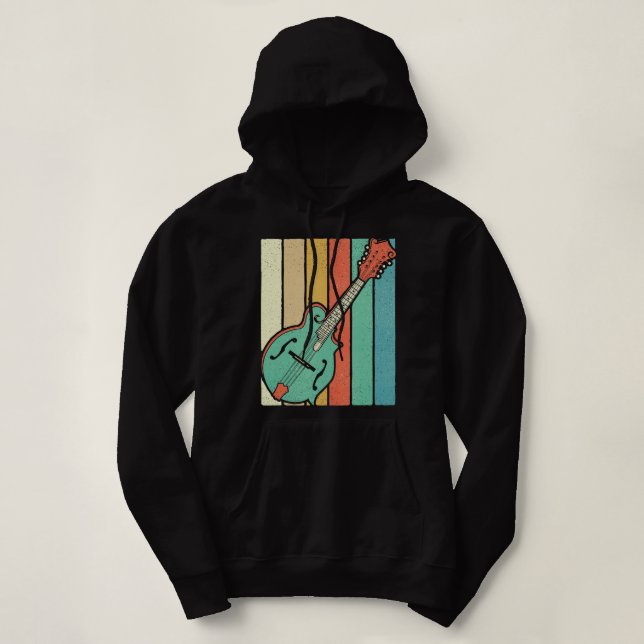 Mandolin Lover Player Funky Retro Bluegrass Mandol Hoodie (Design Front)