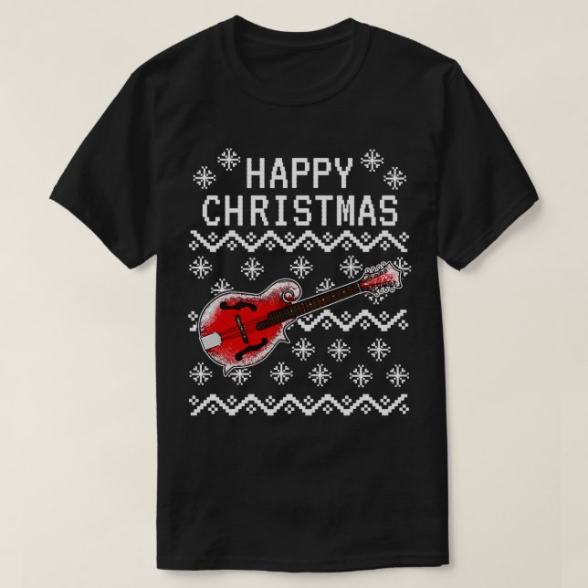 Mandolin Lover Player Ugly Christmas Mandolinist M T-Shirt (Design Front)