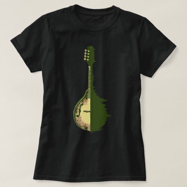 Mandolin Lover Trees Reflection 80s Retro Outdoor  T-Shirt (Design Front)