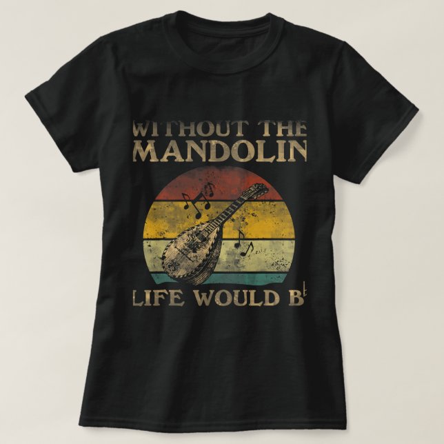 Mandolin Lover Without Mandolin Life Would Be Flat T-Shirt (Design Front)