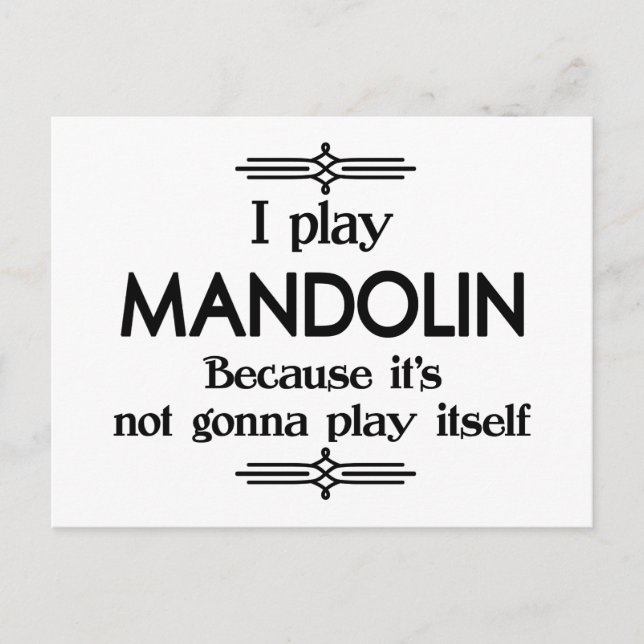 Mandolin - Play Itself Funny Deco Music Postcard (Front)