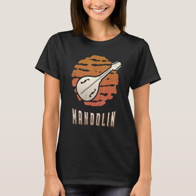 Mandolin Vintage Retro Classic Sunset Music T-Shirt (Front)