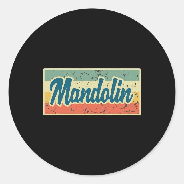 Mandolin Vintage Style Retro Classic Round Sticker (Front)
