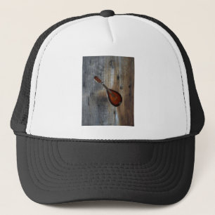 Mandolin w/Barnwood Background ~ CC BY-SA 3.0 Trucker Hat