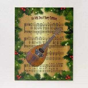 Mandolin ~ “We Wish You A Merry Christmas” ~  Jigsaw Puzzle