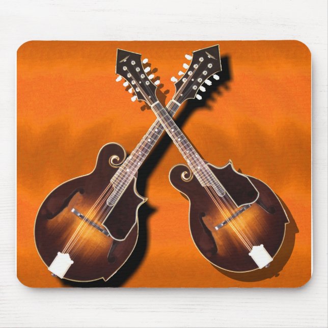 mandolins crossed on orange -MOUSEPAD Mouse Pad (Front)