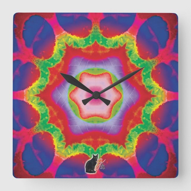 Mandril Kaleidoscope Square Wall Clock (Front)